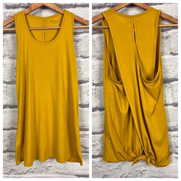 ATHLETA Women's S Earthen Ochre Essence Vital Tie Open Back Yoga Athleisure Tank - Picture 11 of 11